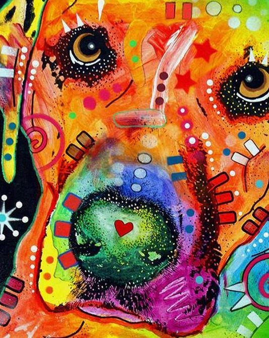Psychedelic Dog Face Paint by Numbers