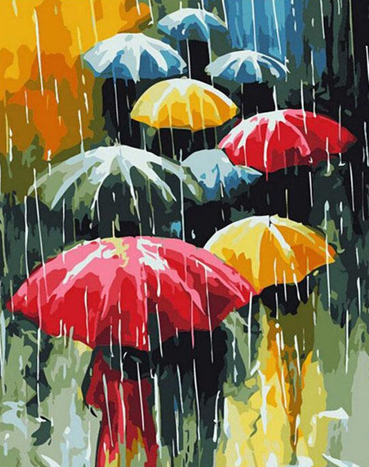 Colorful Umbrellas Paint by Numbers