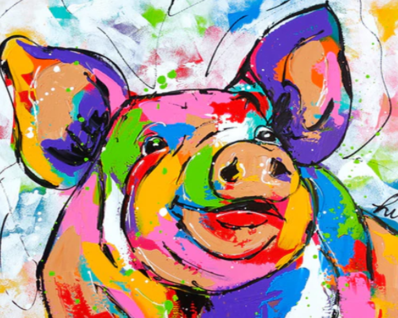 Rainbow Pig Paint by Numbers