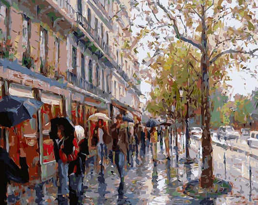 Rainy Street Paint by Numbers