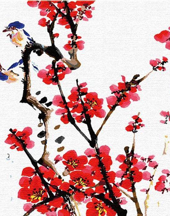 Red Flowers & Birds Paint by Numbers