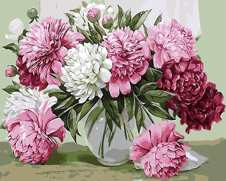 Red Peonies Paint by Numbers