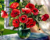 Red Poppies Floral Vase Paint by Numbers