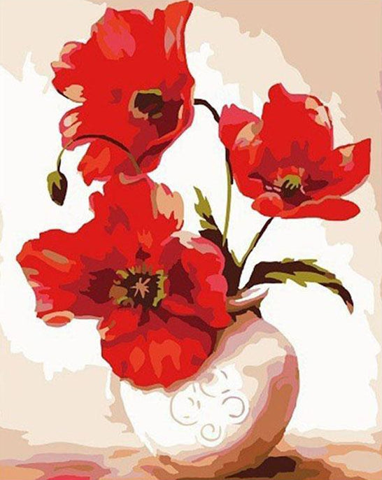 Red Poppies Painting by Numbers