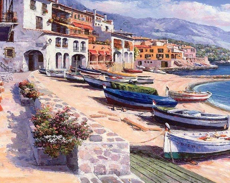 Resting Boats Painting by Numbers