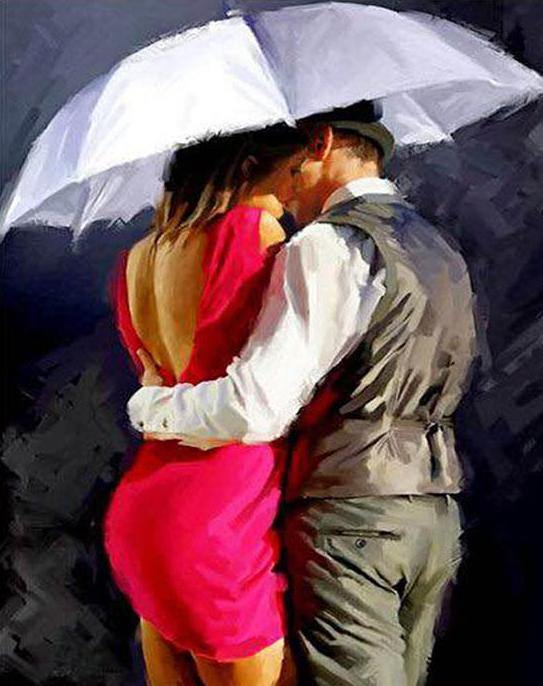 Couple Kiss Painting by Numbers