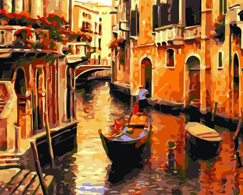 Venice Street & Boat Paint by Numbers