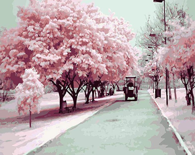 Sakura Trees Paint by Numbers