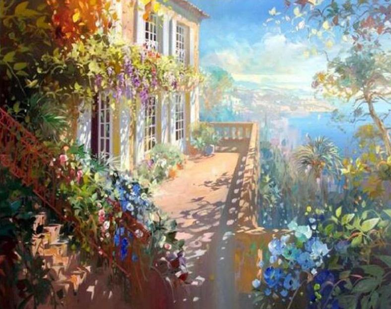  Floral Balcony Paint by Numbers