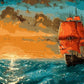 Setting Sun Boat Paint by Numbers