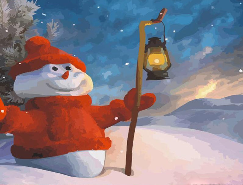 Snowman & Lantern Paint by Numbers 