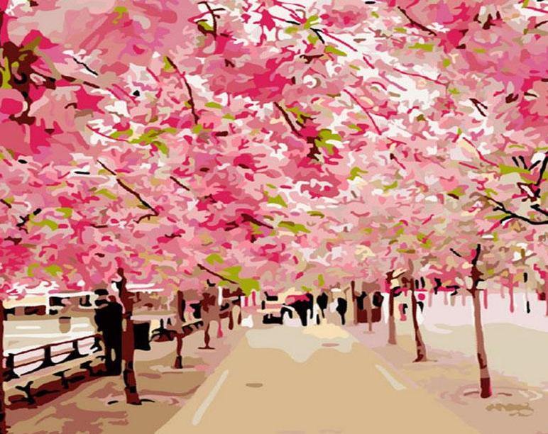 Cherry Blossoms Paint by Numbers