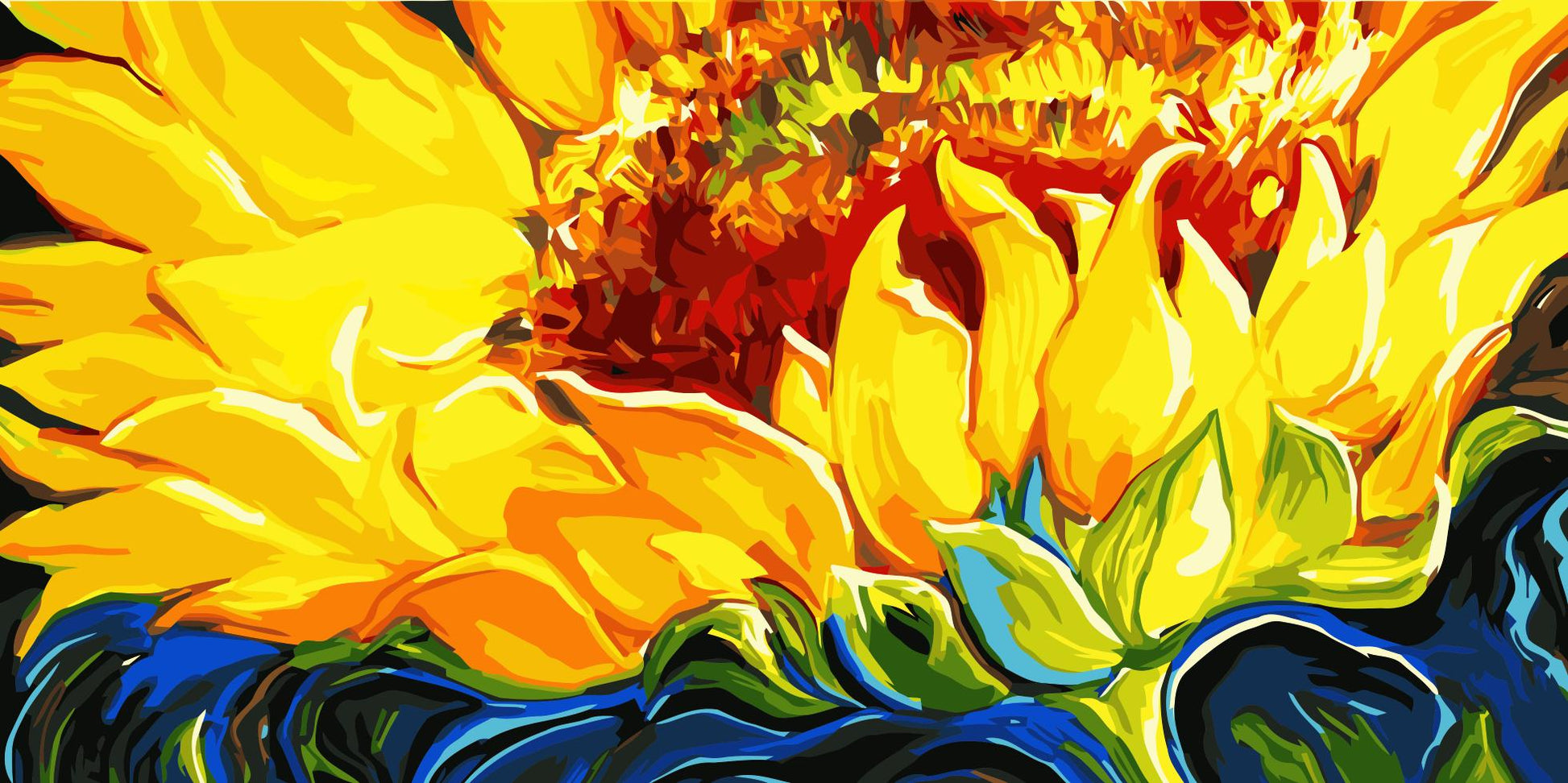 Yellow Sunflower Paint by Numbers