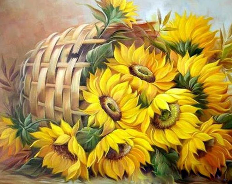 Sunflowers Basket Paint by Numbers