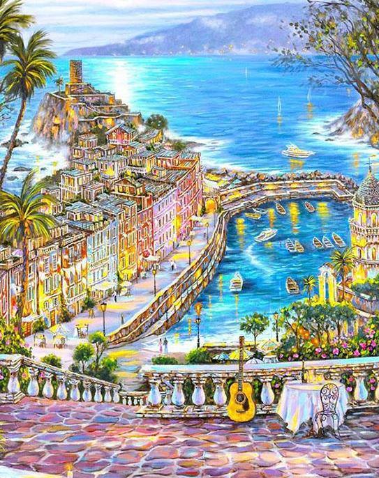 Town by the Sea Paint by Numbers