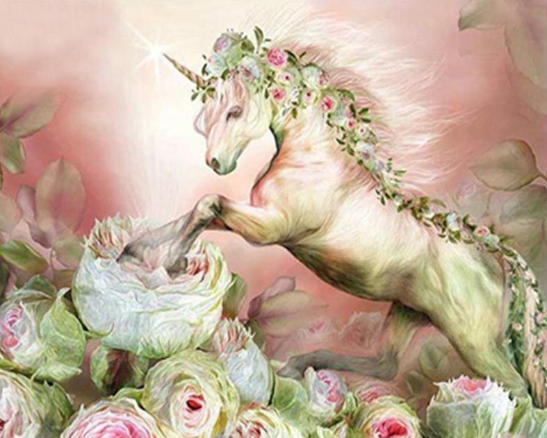 Floral Unicorn Fantasy Paint by Numbers