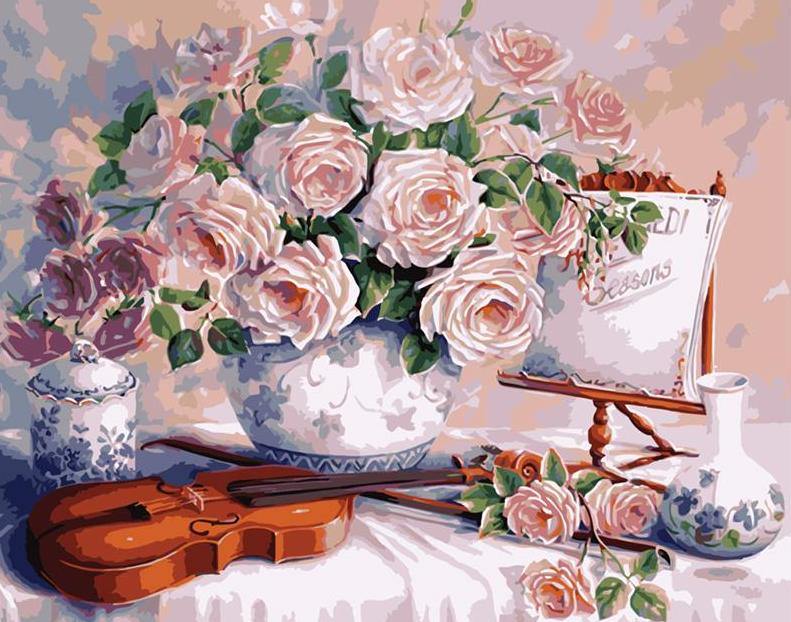 Violin & Roses Paint by Numbers