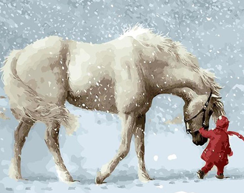 Horse & Snow Paint by Numbers
