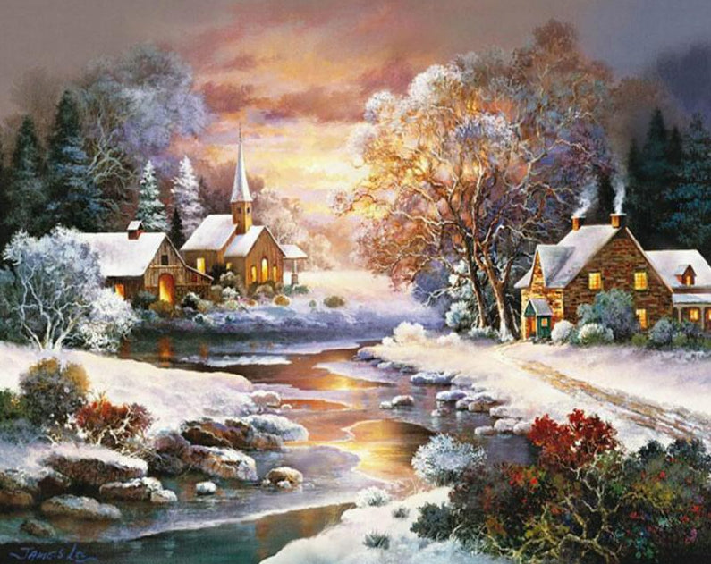 Winter Evening Paint by Numbers