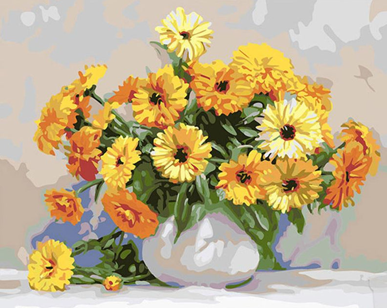 Yellow Flowers Painting by Numbers