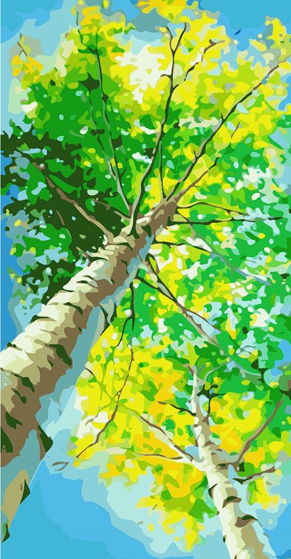 Yellowish Green Trees Paint by Numbers