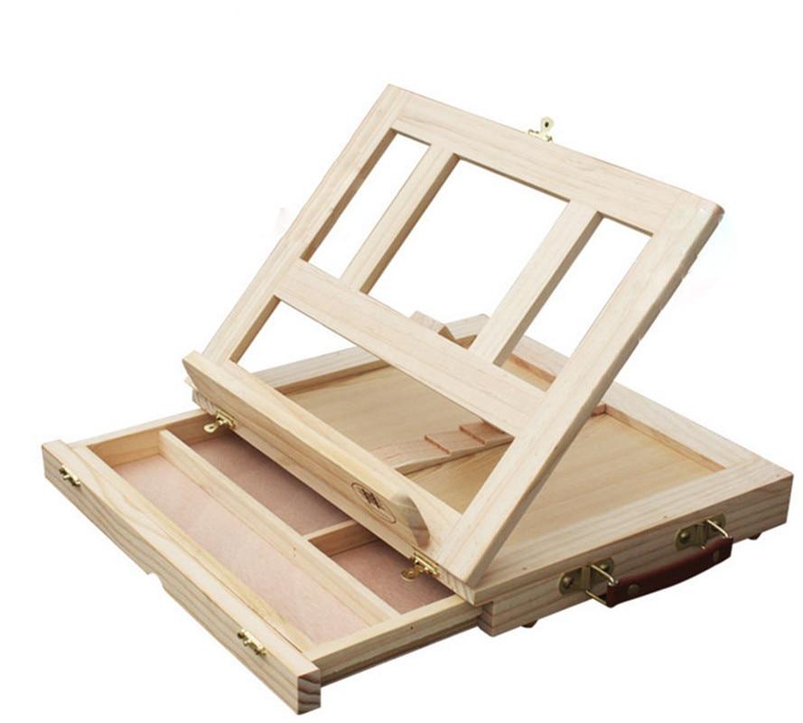 Box Portable Wooden Paintings, Wooden Folding Easel Table