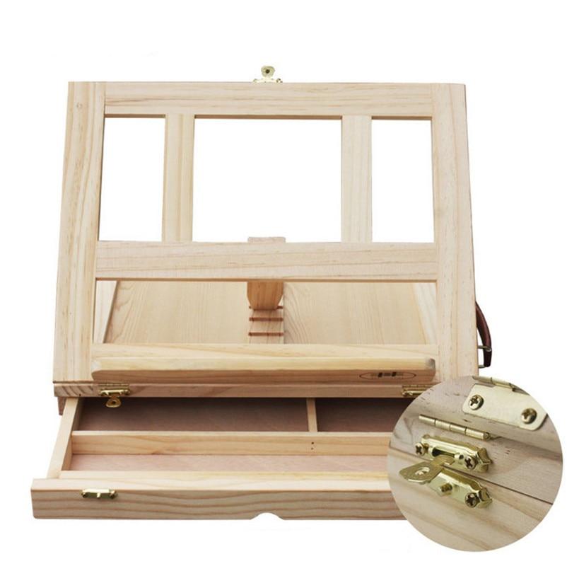 Portable Wooden Box with Sliding Drawer for Art Supplies