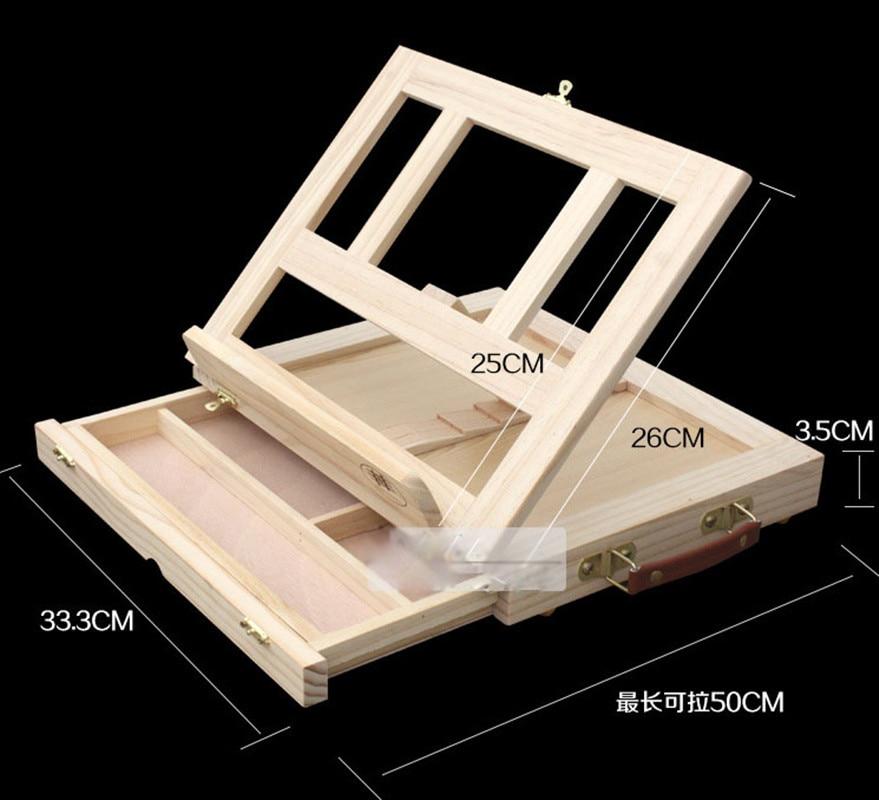 Portable Wooden Box with Sliding Drawer for Art Supplies