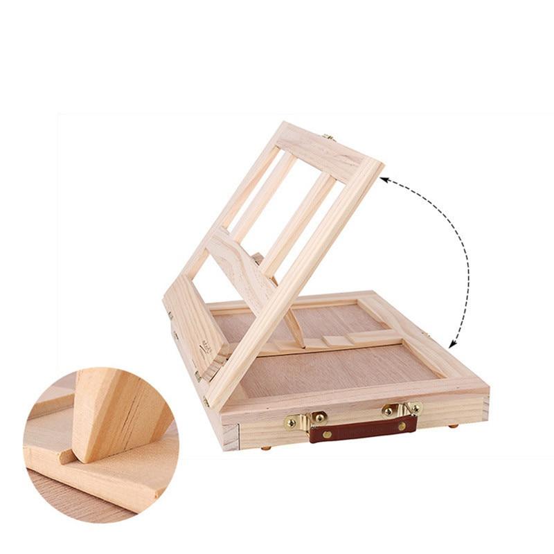 Portable Wooden Box with Sliding Drawer for Art Supplies