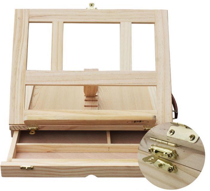 Portable Wooden Box with Sliding Drawer for Art Supplies