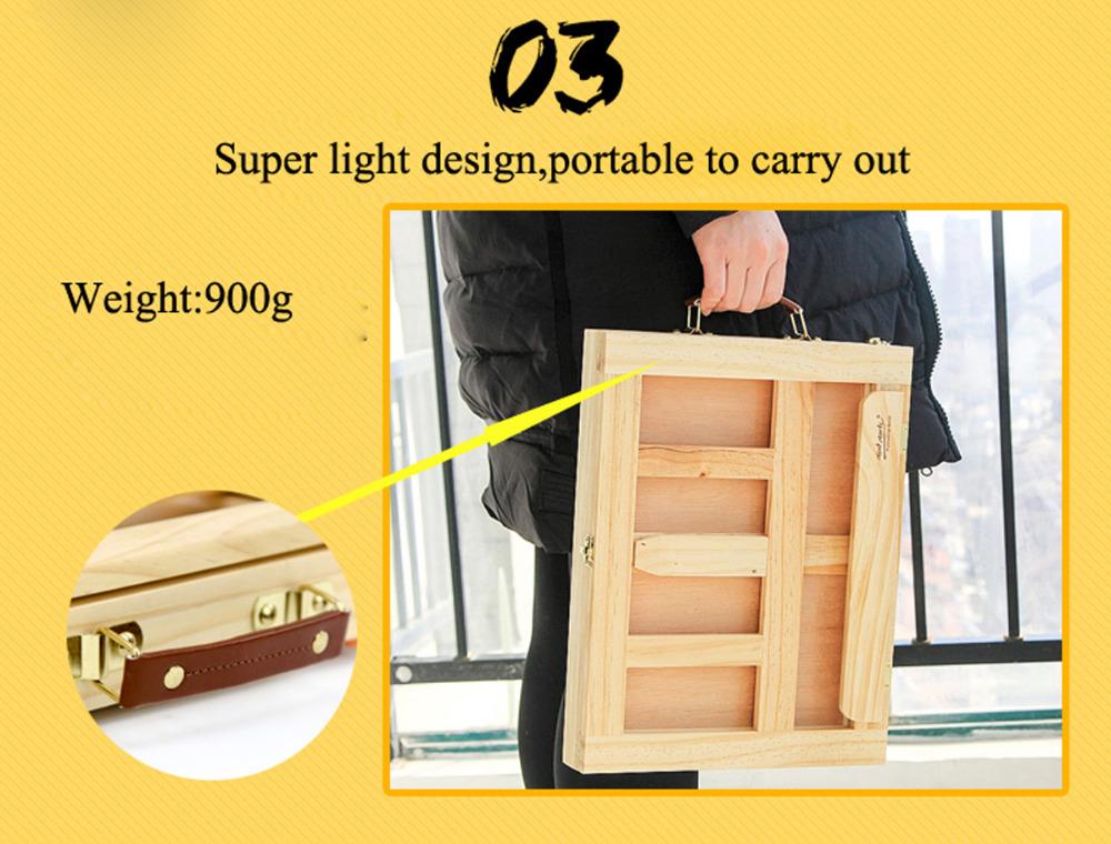 Portable Wooden Box with Sliding Drawer for Art Supplies